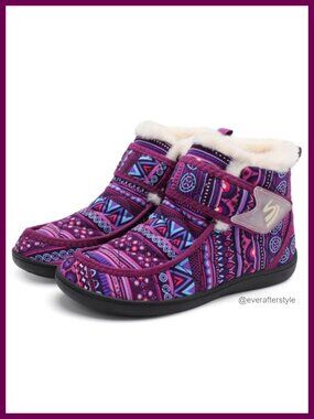 Waterproof Snow Boots Faux Fur Lined Slip On Ankle Winter Booties